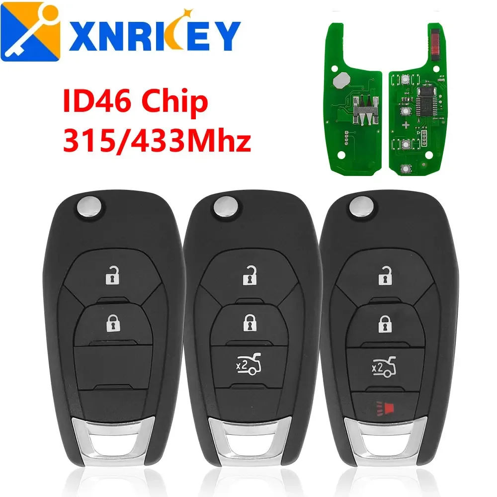 XNRKEY 2/3/4 Button Car Remote Key ID46 Chip 315/433Mhz for Chevrolet Cruze Avo Colorado Trailblazer Onix Tracker Smart Flip Key