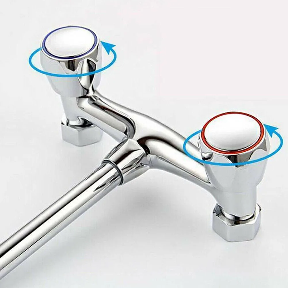 2Pcs Hot Cold Faucet Handle Knob Universal Replacement Handle Silver Tone Red Blue Faucet Knob Handle Kitchen Accessories