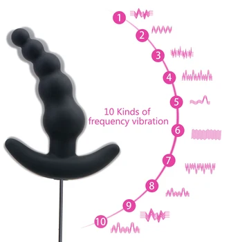 Anal Plug Vibrator Vibrating Anal Beads Female Masturbation  Male Prostate Massager Remote Control Sex Toy 10 Speeds 5