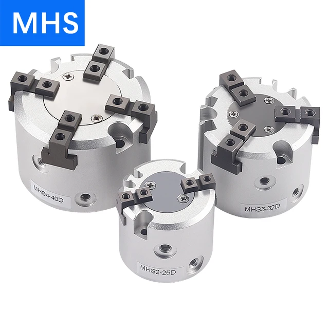 MHS2/MHS3/MHS4 Series 2/3/4 นิ้วมือ PNEUMATIC Gripper เปลี่ยน Double Action หมุนกระบอก 16D/20D/25D/32D/40D/50D 1