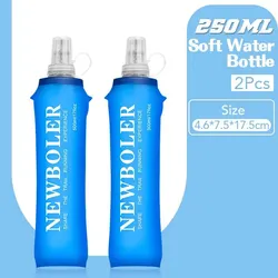Collapsible Soft Flask Water Bottle - Foldable & Portable for Sports, Running, and Camping, Available in 250ml and 500ml Sizes (250ml 2PCs)