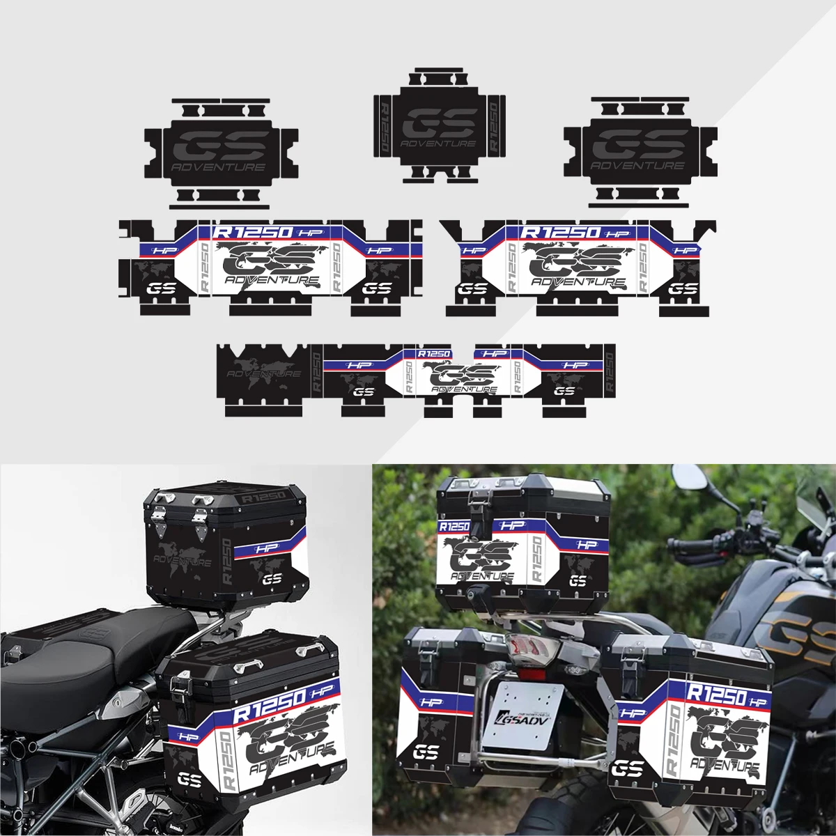 Motorcycle Aluminum Box Pannier Case Stickers For BMW R1250GS Adventure HP R1200GS ADV GSA 2019 2020 2021 2022 2023
