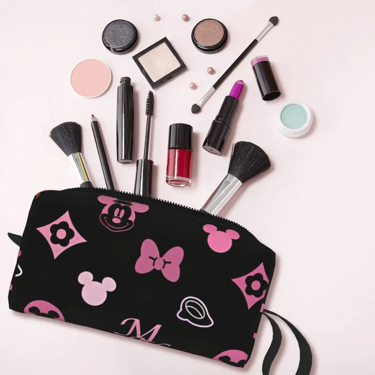Cartoon Minnie Mickey Mouse Cosmetic Bag for Women Makeup Bags Travel Zipper Toiletry Bag Organizer Pouch 3