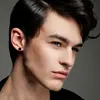 Nordic Viking Rune Personalized 8mm Natural Black Agate Ear Stud 925 Sterling Silver Men Women Hiphop Earrings Fashion Gift 6