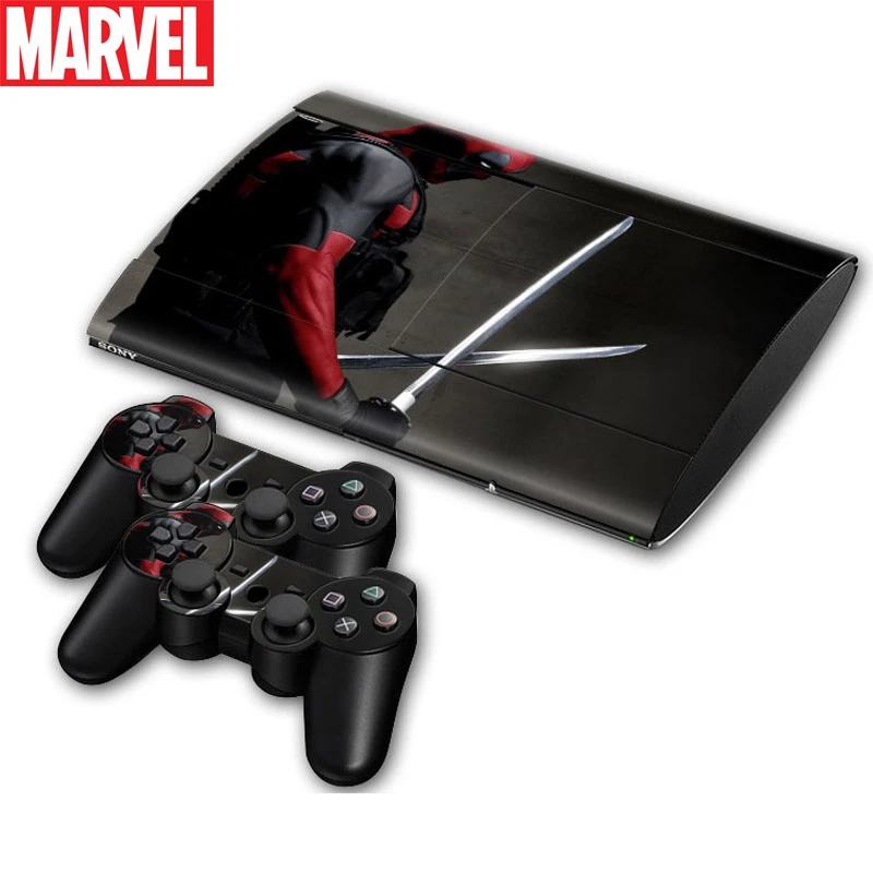 Marvel Deadpool Spiderman Star Wars Vinyl Skin Sticker for PS3 Super Slim Console and 2 Controllers Decal Cover Game Accessories