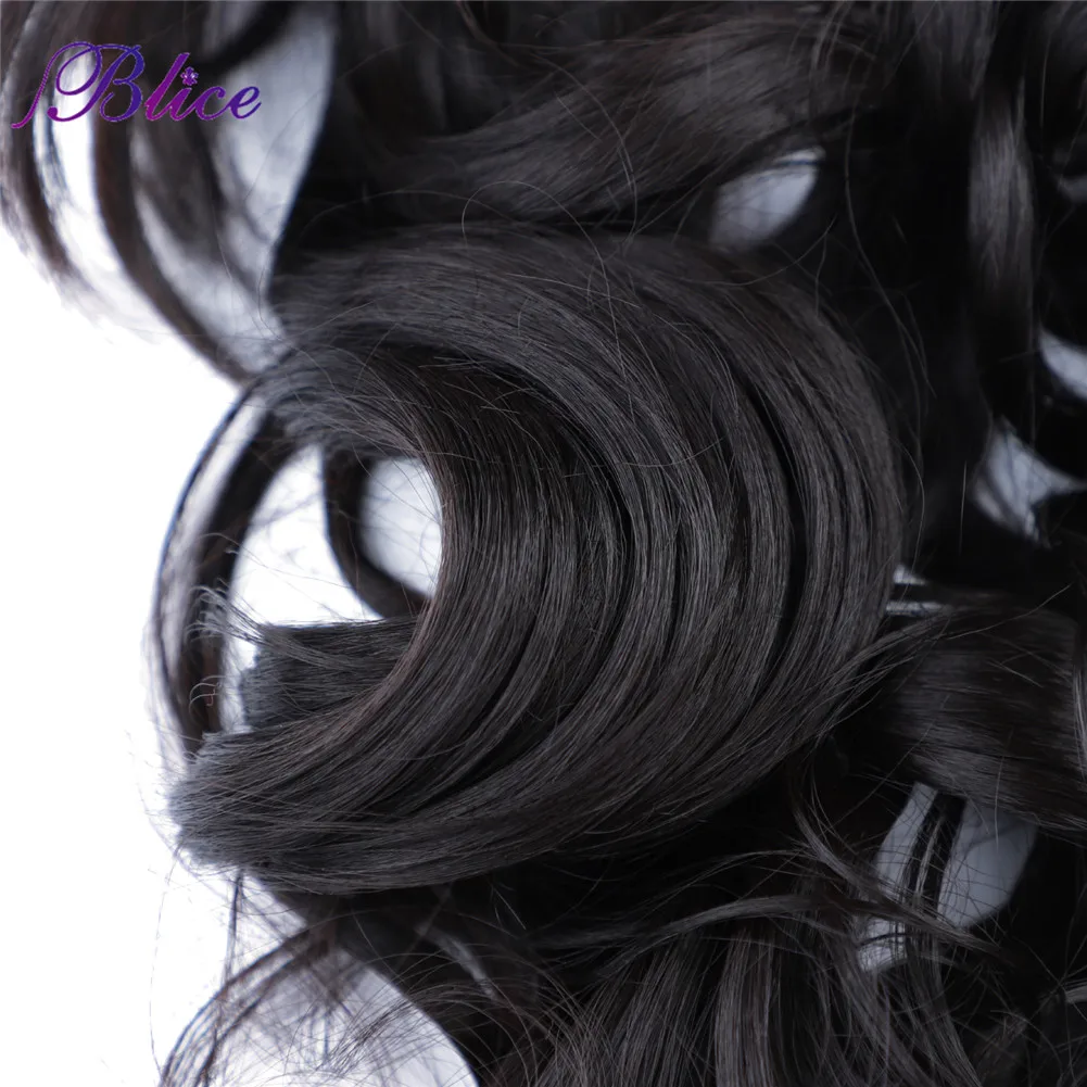 Blice Synthetic Hair Bundles With Closure Mixed Hair Extensions Curly Wave Style Natural Line Closure