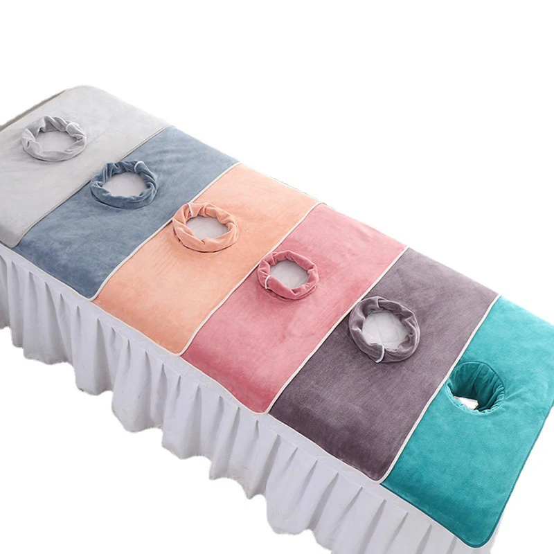 Serviette de visage avec trou pour table de massage SPA, couverture en éponge, bandana de beauté, lit cosmétique, 50x80cm, 60x90cm