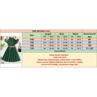 Robe de princesse pour filles de 8 à 12 ans, épaules dénudées, verte, avec ceinture, pour enfants filles, école d'été, tenue trapèze décontractée quotidienne 6