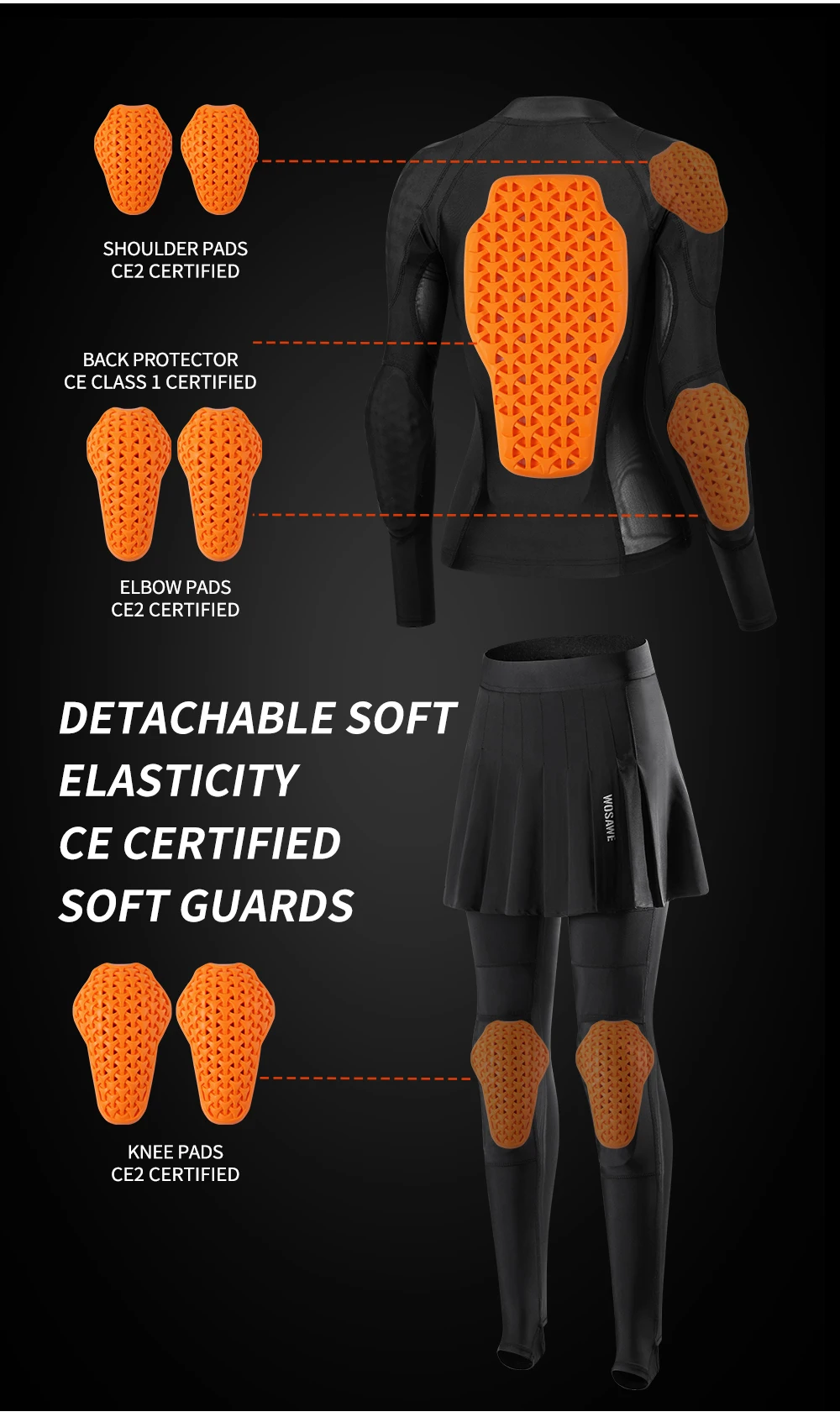 WOSAWE Breathable Motorcycle Armor Jacket For Women Anti Fall Motorcycle Soft Armor Summer Motorbike Riding Protective Jacket