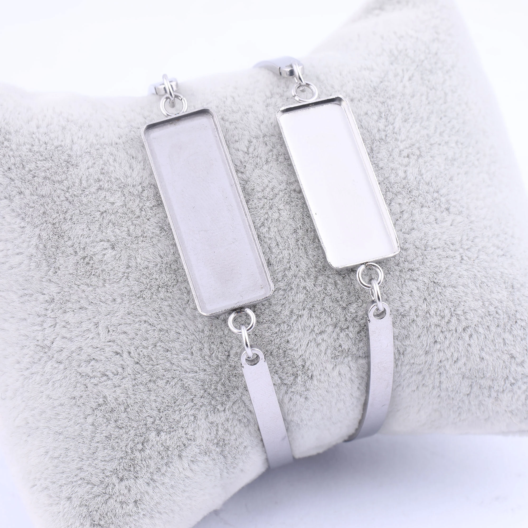 5pcs Stainless Steel Metal Bracelet Blanks Fit 10x25mm Rectangle