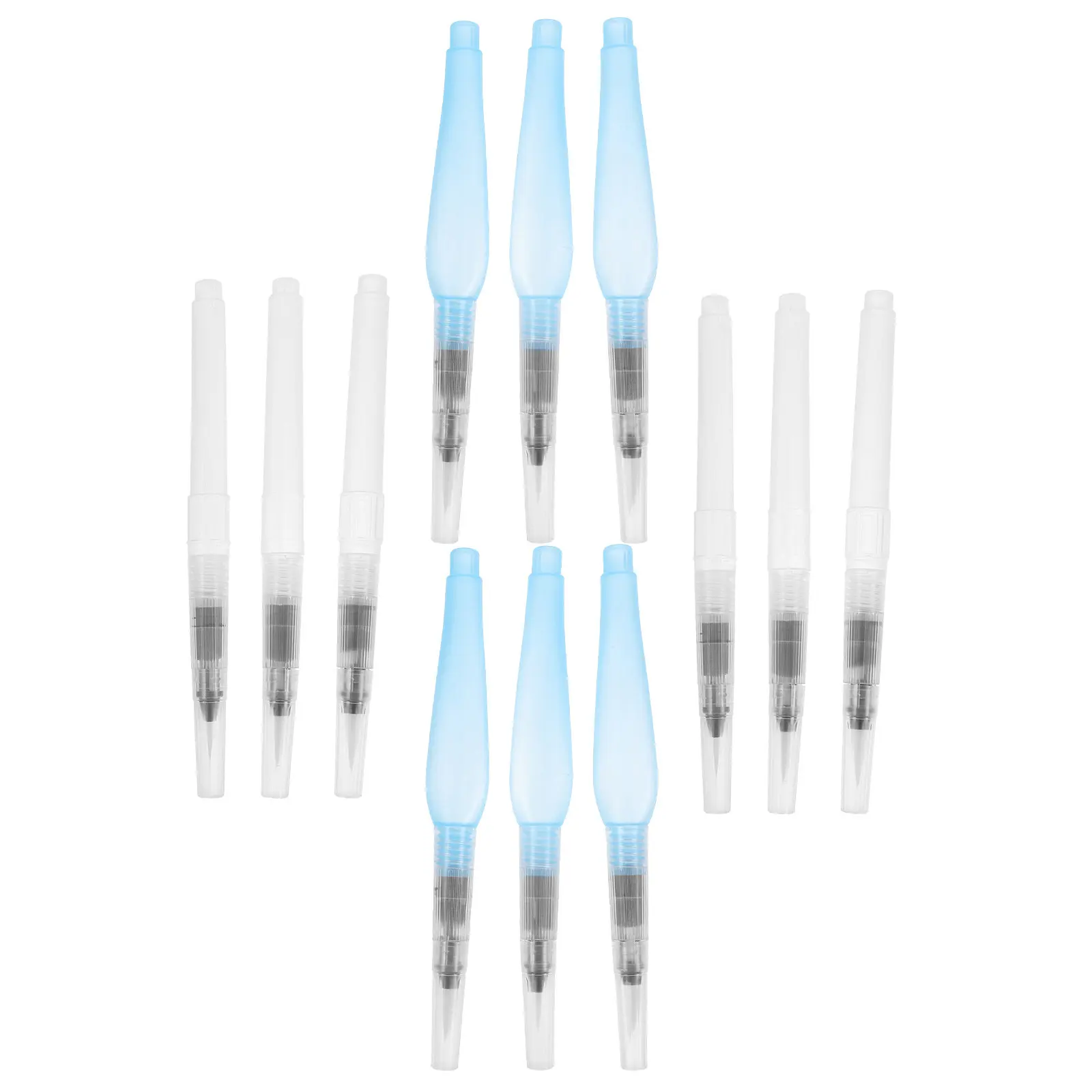12Pcs 리필 가능 수채화 브러쉬 펜 세트 투명 물 탱크 휴대용 수채화 펜 정확한 제어 부드러운 브러쉬 스트로크