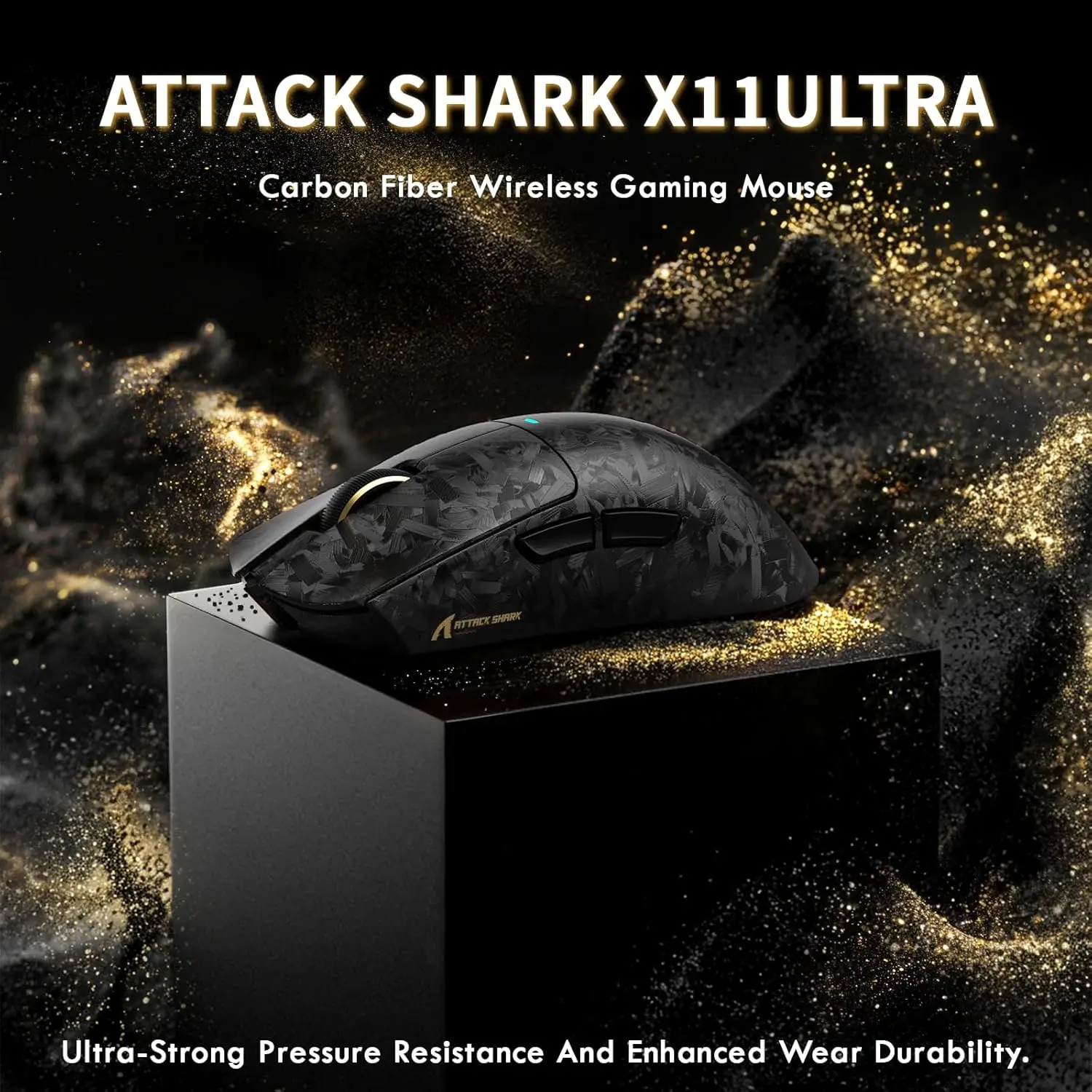 ATTACK SHARK X11ULTRA 카본 파이버 무선 e스포츠 마우스 8k 폴링, 42000DPI, PAW3950MAX 센서 인체공학적 무선 게이밍 마우스