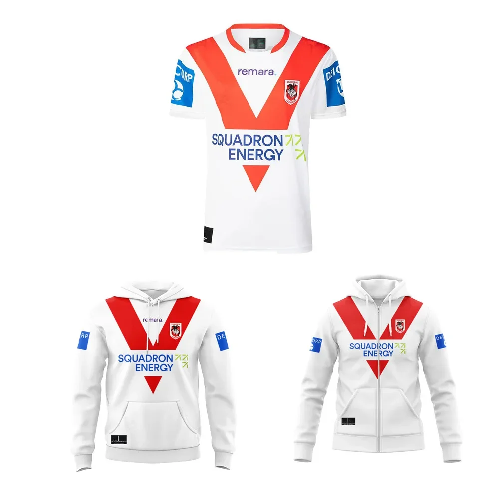 LANGMAO New St George Dragons Rugby Jersey Hoodie Jacket Australia St George Dragons Rugby Shirt Hoodies Vest Big Size 5xl