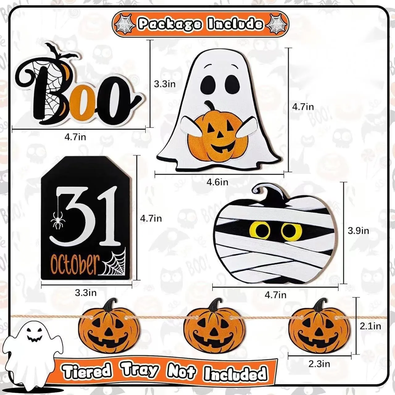Halloween Wooden Sign Ornaments Wooden Pumpkin Boo Ghost Mummy Halloween Desktop Decoration