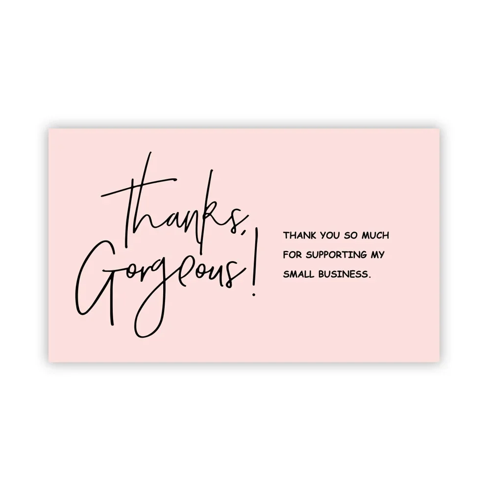 30pcs/pack Pink Thank You Card For Supporting Business Package Decoration "Gorgeous Thanks" Business Card Handmade With Love