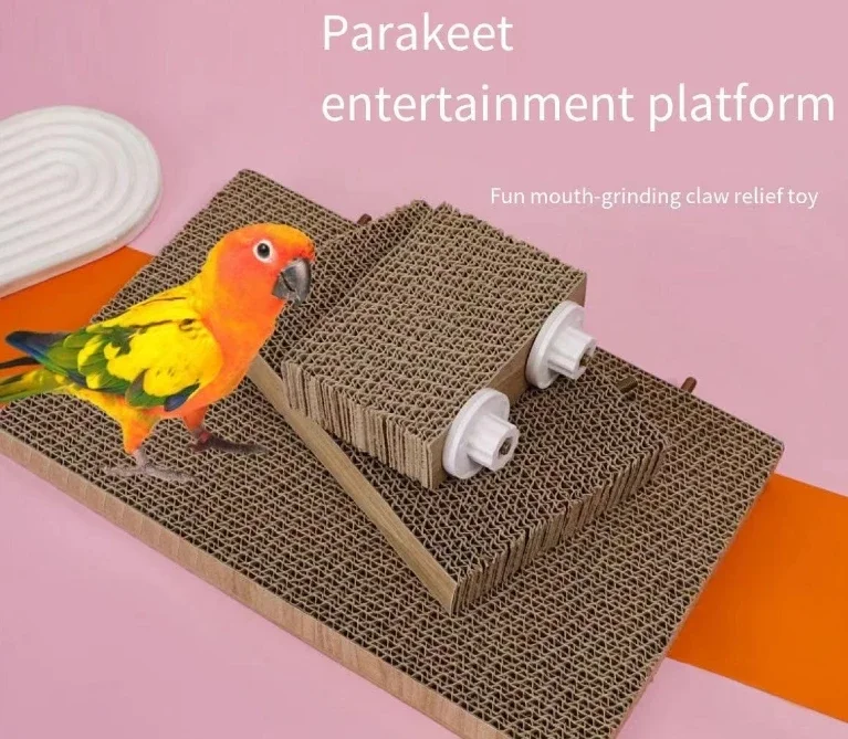 Parrot toys tiger Xuanfeng Peony claw grinding station lasagna cardboard venting grinding beak nibbling station plate