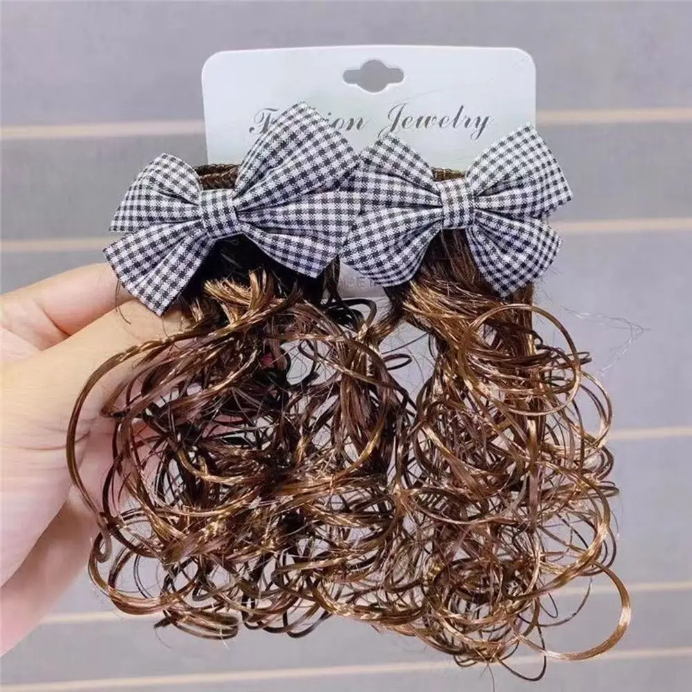 2PCS New Baby Wig Hairpin Cute Children Sweet Girls Bowknot Hairclip Princess Curly JK Bow Hair Accessories