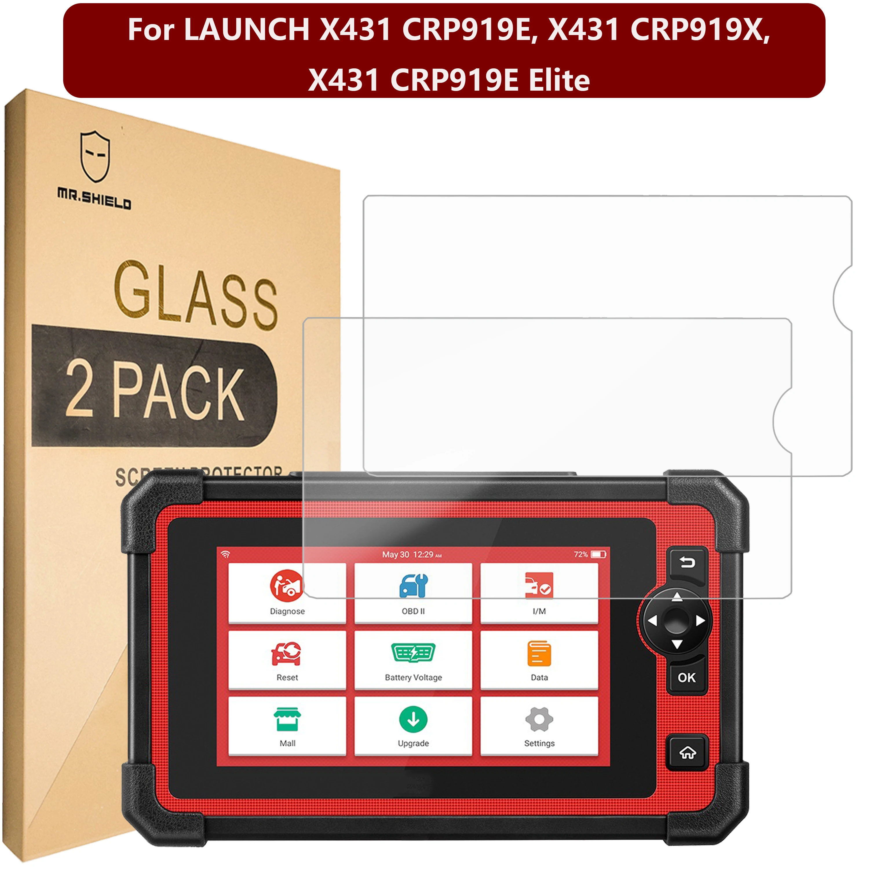 Mr.Shield Screen Protector Compatibile Con Launch X431 Crp919E, X431 Crp919X, X431 Crp919E Elite [Vetro Temperato] [Confezione Da 2]