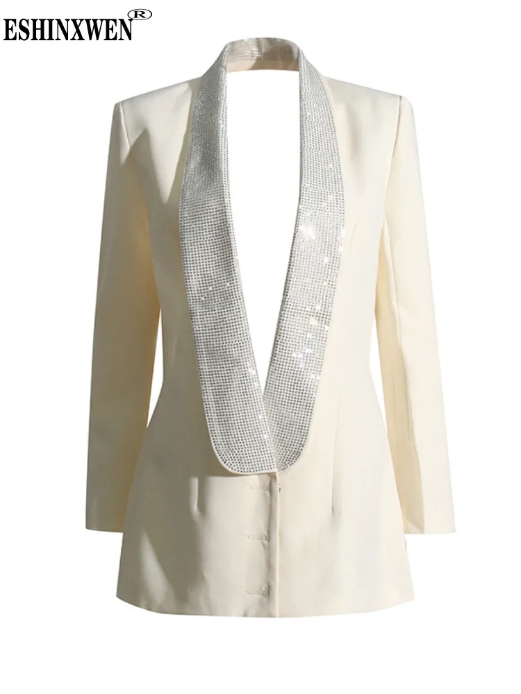 

Eshin V Neck Long Sleeve Covered Button Hollow Back Coats For Women 2023 Autumn Fashion Female New Elelgant Y2k Tops TH5201