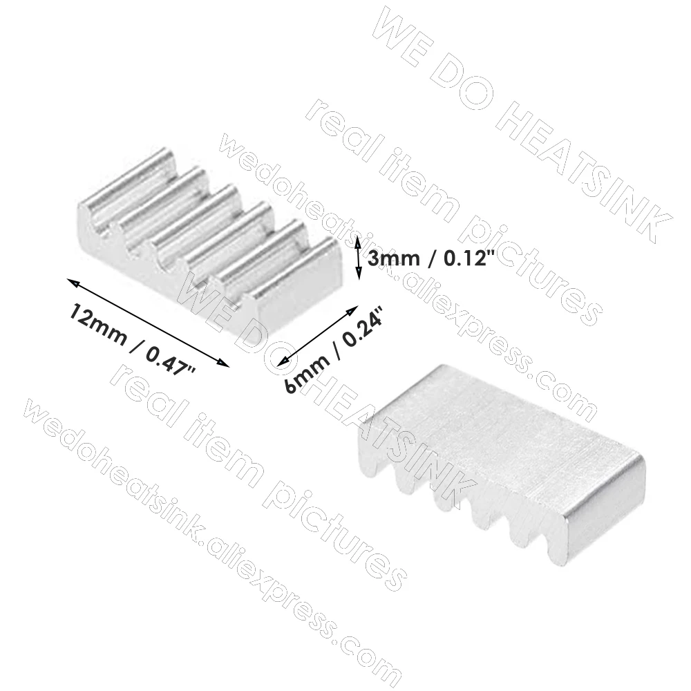 우리는 열 패드 테이프가 있거나 없는 6x12x3mm 알루미늄 쿨러 히트싱크를 제작합니다.