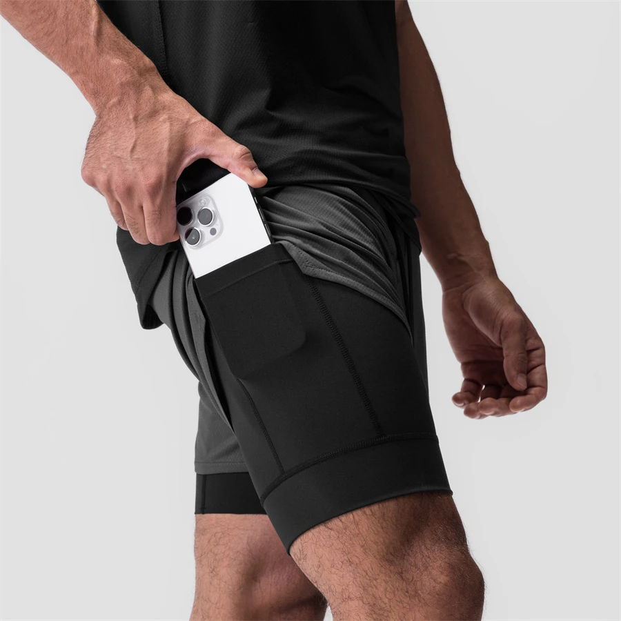 2 In 1 Running Shorts Men 2023 Gym Shorts Sport Man 2 In 1 Double-deck Quick Dry Fitness Pants Jogging Pants Sports Sweatpants