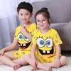 Cartoon Summer Short Sleeve Tops SpongeBob Cartoon Sets Boys Children Clothing Anime Summer  Cute Suit Sleepwear 2