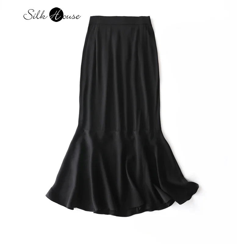 Women's Fashion New Slim Drop Natural Mulberry Silk Elastic Double Qiao Satin Fish Tail Wrap Hip Skirt бойлы fish ka конопля 18 мм 100 г