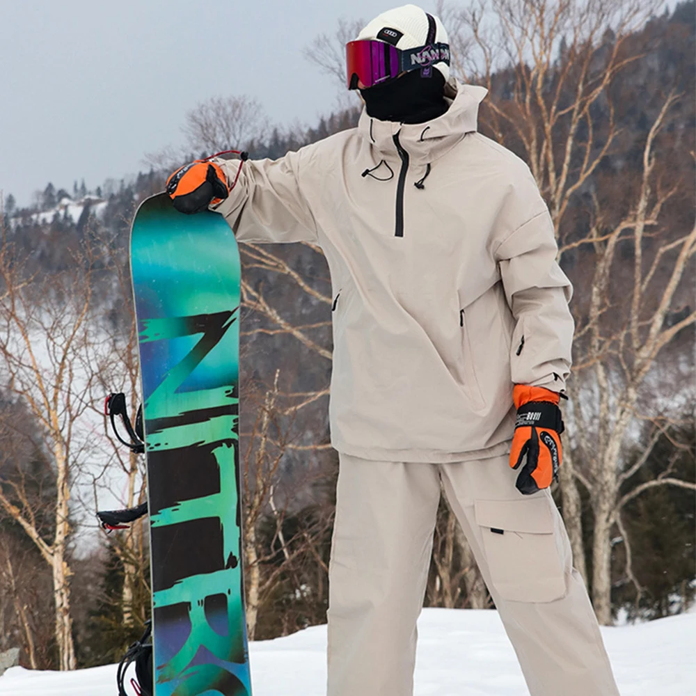 -30 Warm 5XL Men and Women Waterproof Rabbit Ears Hat Ski Jacket Snowboarding Suit Ski Clothes Jacket and Pant set ski wear