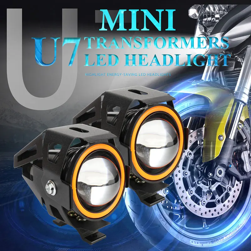 2Pcs Angel Eye Fari Moto Led Spotlight Fendinebbia Abbaglianti Low Beams Moto Fari Lente Scooter Luci Di Guida Aggiuntivi