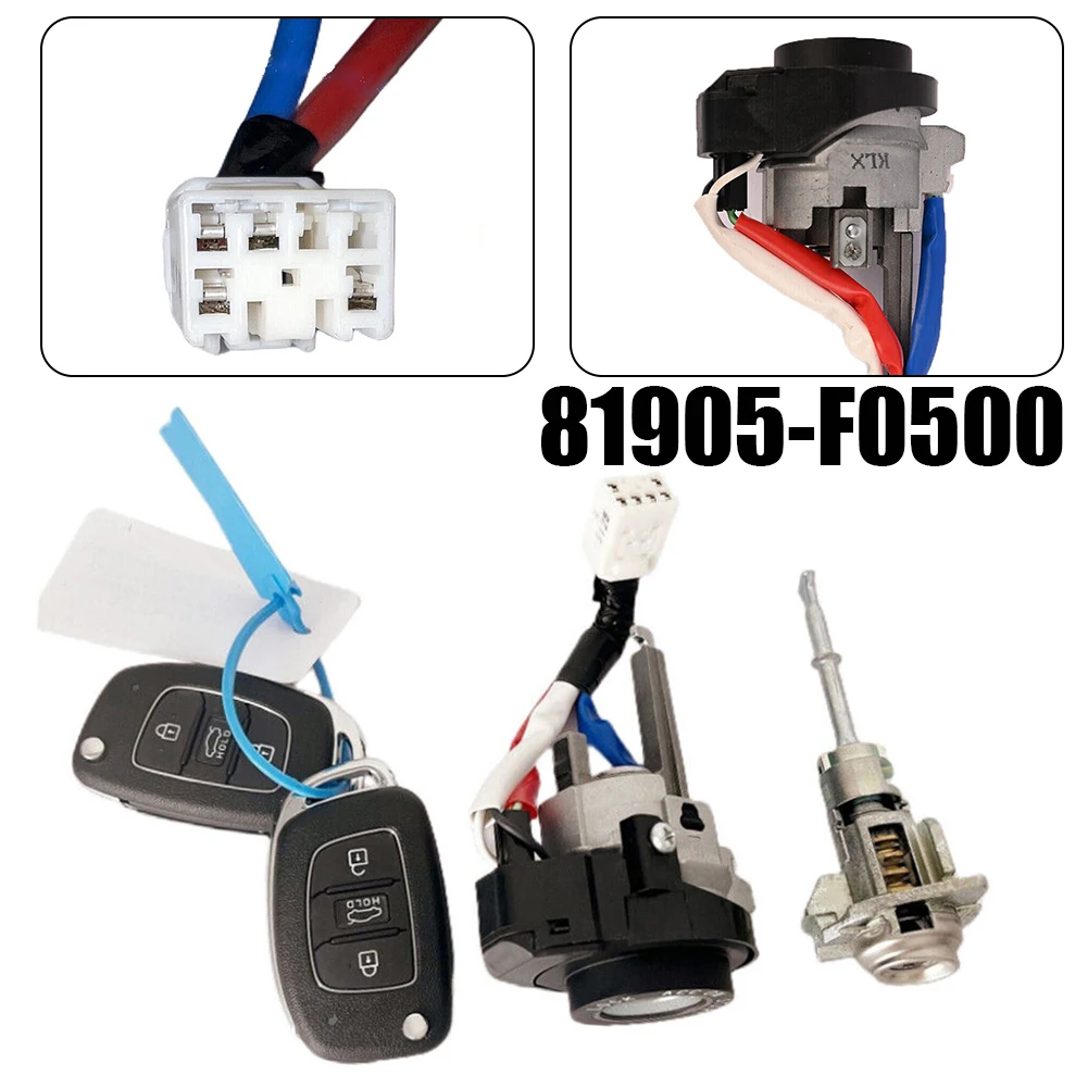 

1x Black & Silver Door Lock Cylinder Key Ignition Start Set With 2keys For Hyundai Elantra 2015-2020 #81905-F0500 Interior Parts