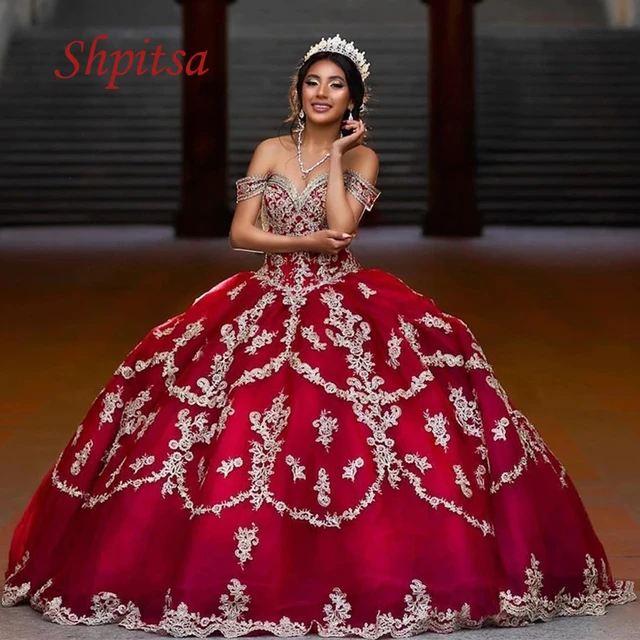 Så hurtigt som en flash barriere jord Elegant Burgundy Ball Gown Quinceanera Dresses Plus Size Princess  Masquerade Sweet 16 Puffy Prom Dresses for 15 Years _ - AliExpress Mobile