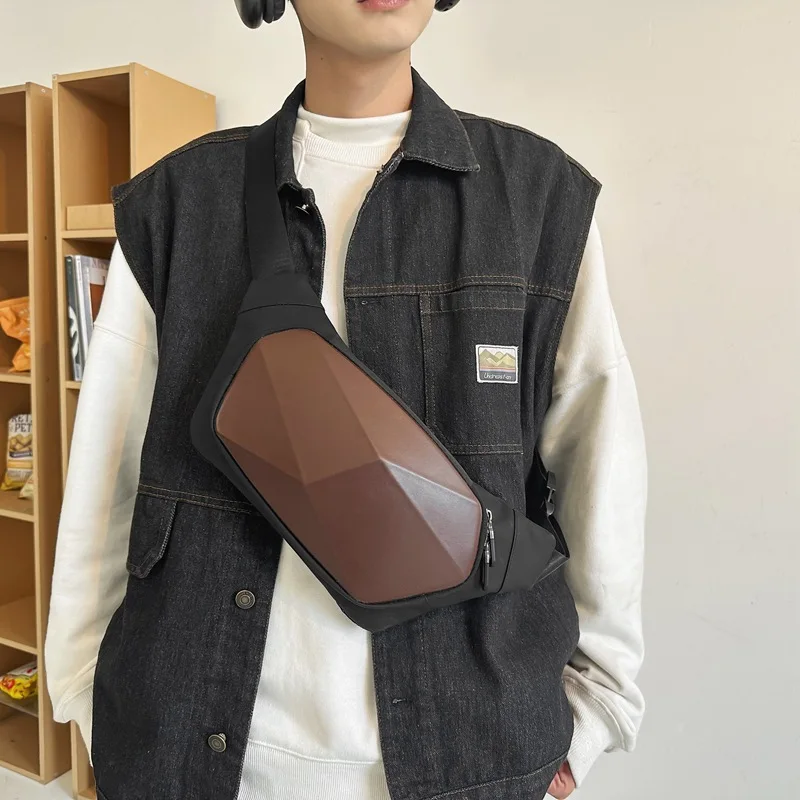 Chest Bag Sports Fashion Unisex Single Shoulder Crossbody Bag Casual Solid Color Zipper Connector Trend Personality All-match