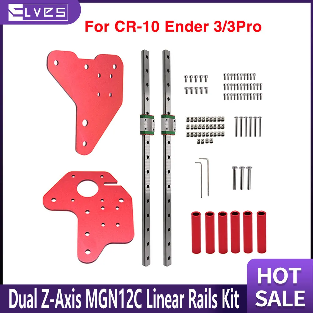 ELVES 3D printer upgrade Dual Z-Axis MGN12C Linear Rails Kit  With Fix Plate Mount Bracket For Ender 3/3Pro/V2，CR-10/10S/v2