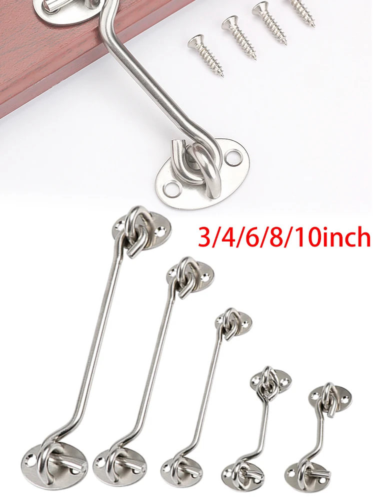 Cabin Hook Eye Lock With Safety Switch Hook Door Eye Latch Silent Catch Holder With Screws Storage Hooks