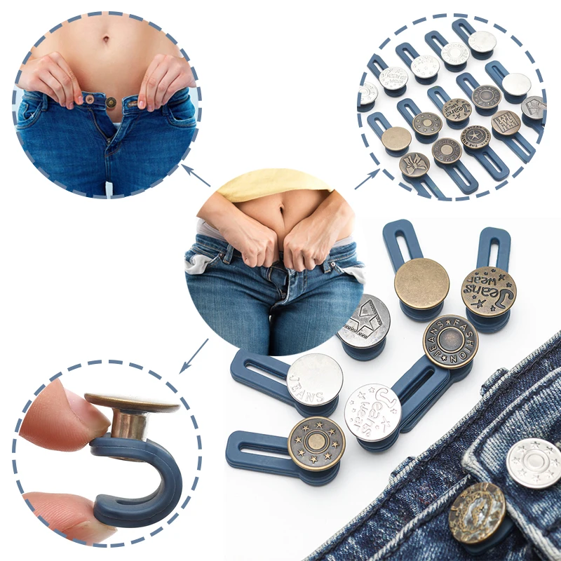 15mm/18mm Pants Extender Buttons Flexible Waist Extenders for