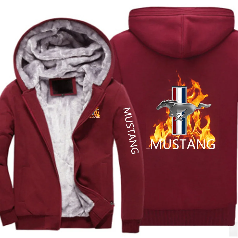 

Mustang 2023 New autumn and winter models Printing Men High quality Fleece Hooded Coat Thicken Sweatshirt Keep warm Jacket