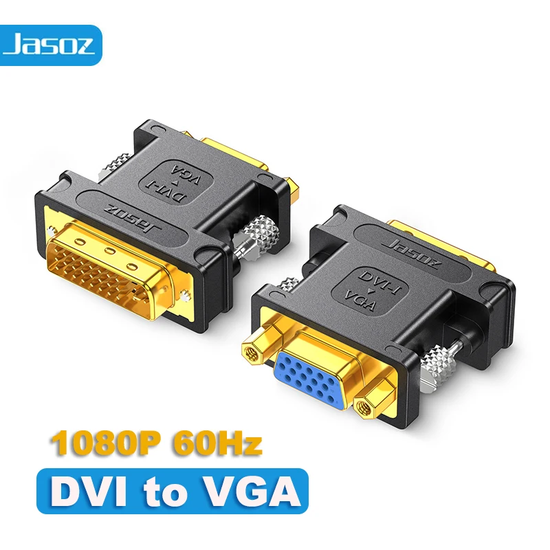 Jasoz DVI к VGA адаптер DVI-I 24 + 5 Pin папа к VGA Женский видео кабель конвертер для ПК монитор HDTV проектор 1080P
