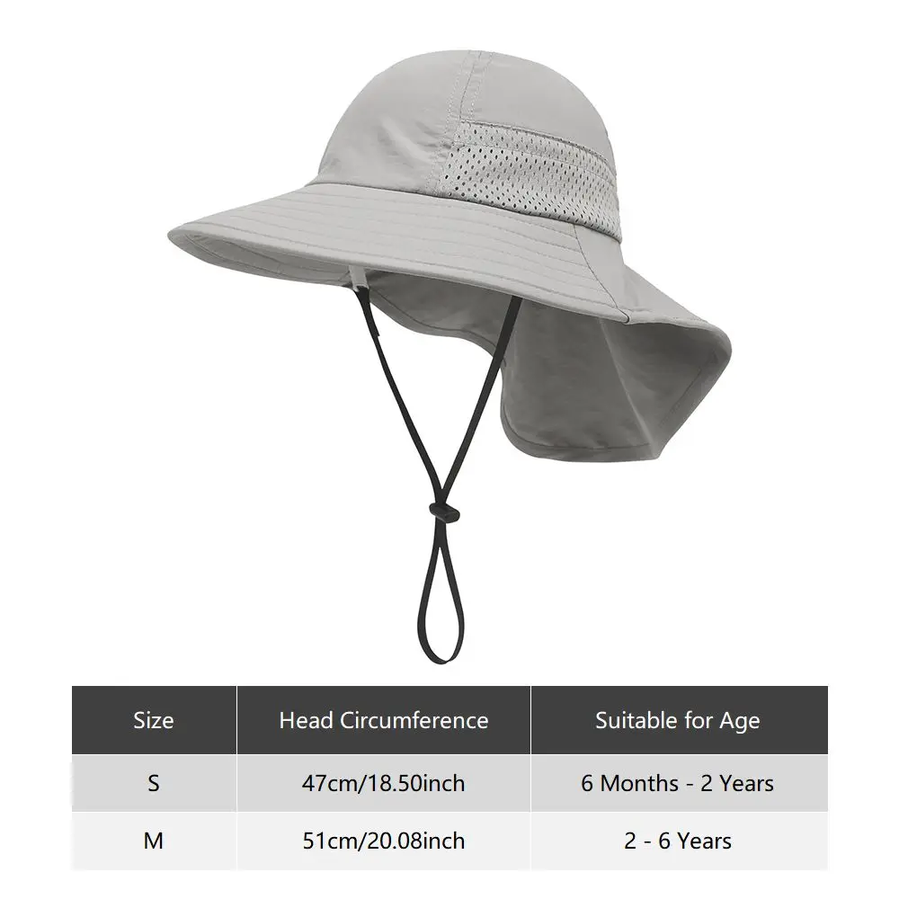 Outdoor Adjustable Breathable Beach Hat Kids Sun Hat Sun Protection Hat with Neck Flap Beach Play Hat