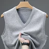 2024 New Spring Autumn 6 Wool Sleeveless Cashmere Vest Men Work Sweater Solid Color Knitted Male Waistcoat High Quality Pullover 6
