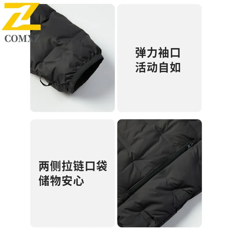 COMXZ Thickened Men Jacket Outdoor Mountaineering Wind Resistant Warm Parka Leisure Hooded Camp Cold Proof Light Winter Jackets