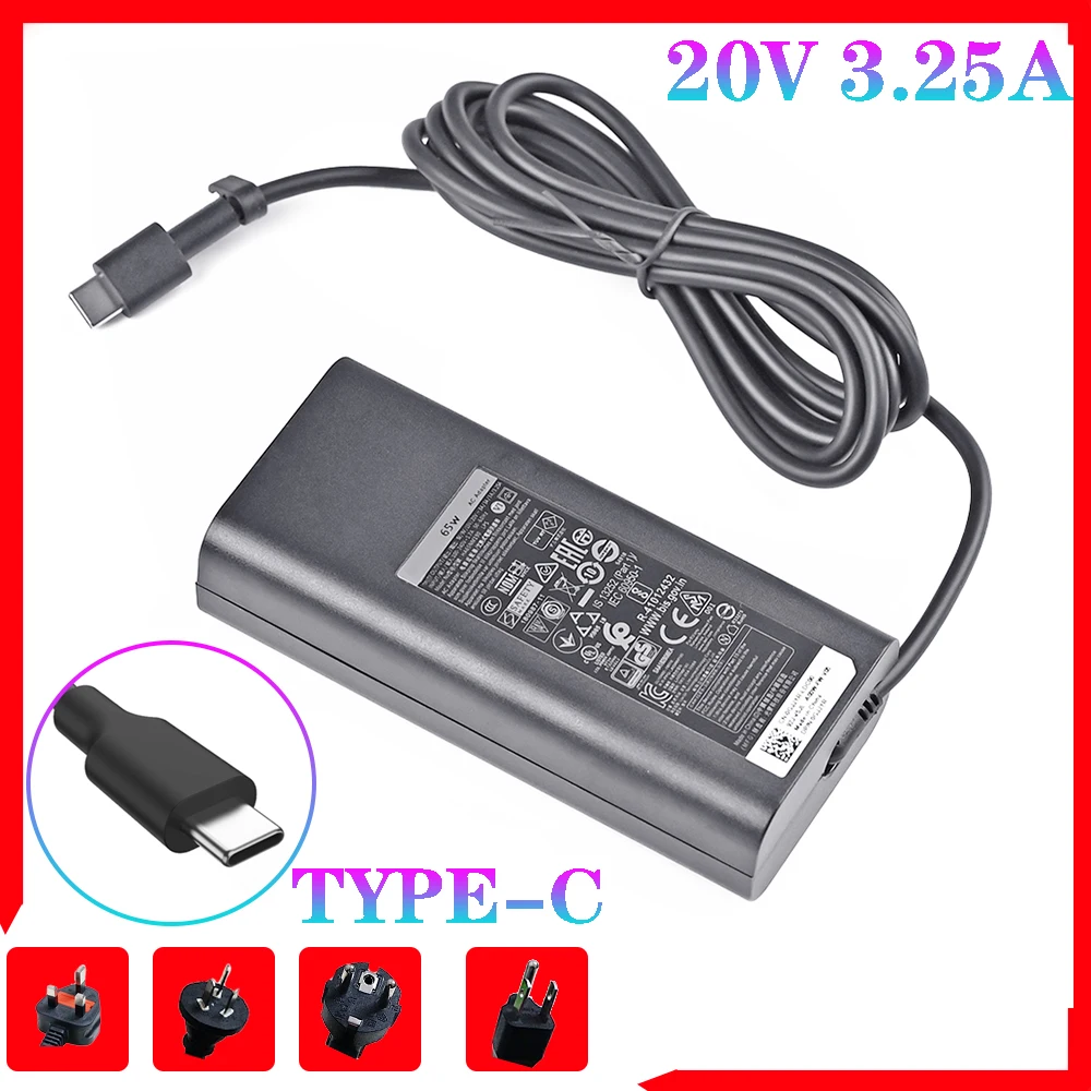 Tipo-c pd Usb Adaptador ac para Dell Latitude 5290 5290 7285 7389 7390 Thunderbolt3 20v 3.25a Carregador de Alimentação Novo 65w