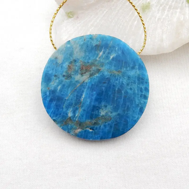 Natural Stone Blue Apatite Crystal Carved Lion Head Pendant Bead 46x9mm 40g Fashion Jewelry Necklace Accessories