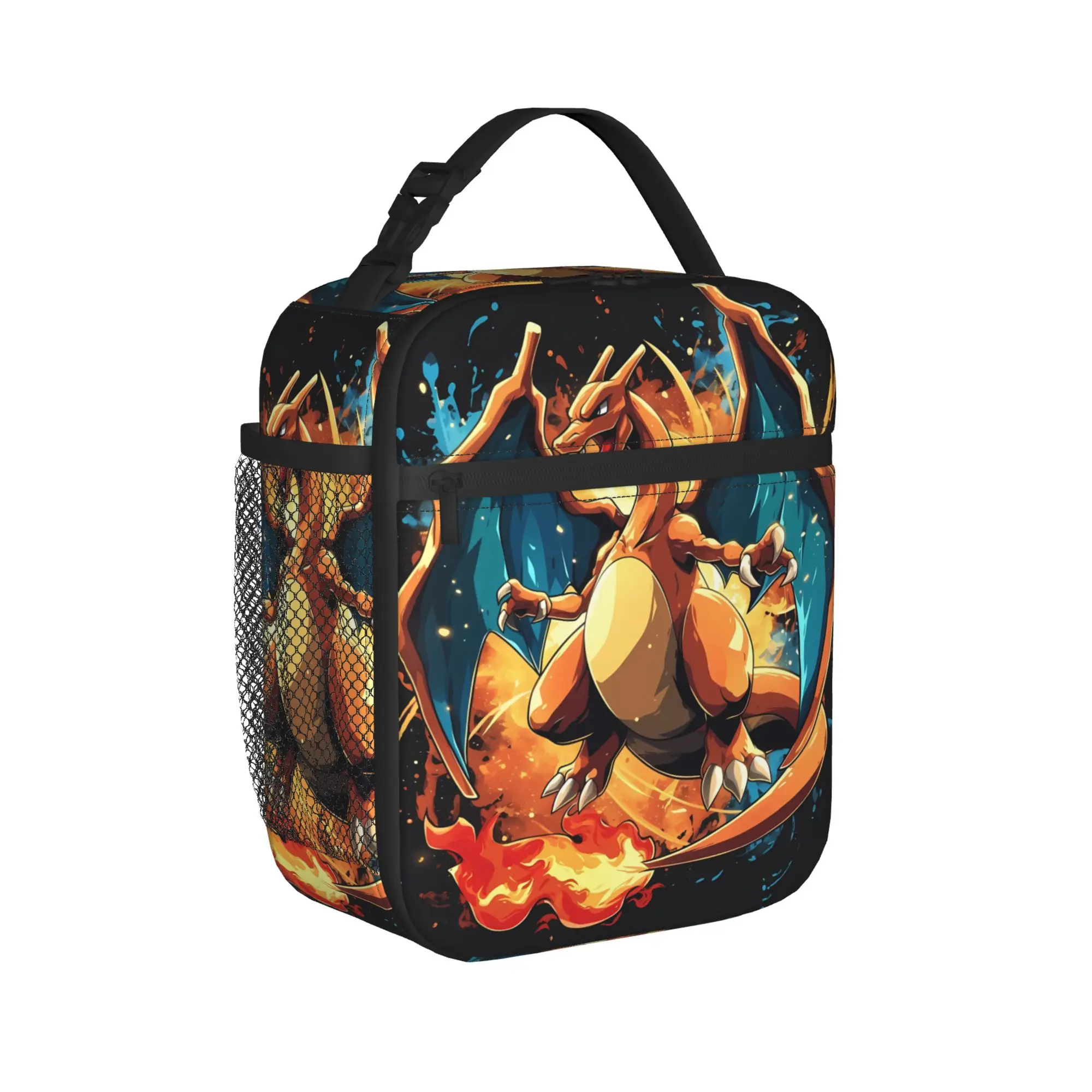 Charizard Battle Pose Anime Aesthetic Lunch Bag - Portable Oxford Cooler Box for Kids and Office