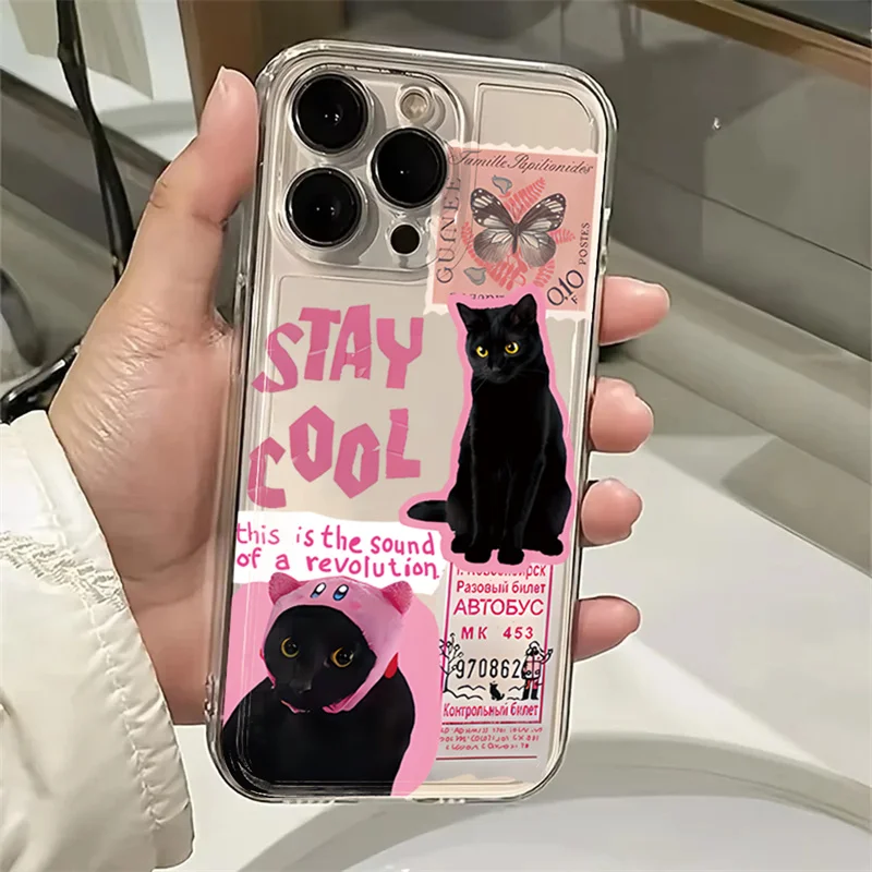 Creative Black Cat Transparent Phone Case - Soft Silicone Cover