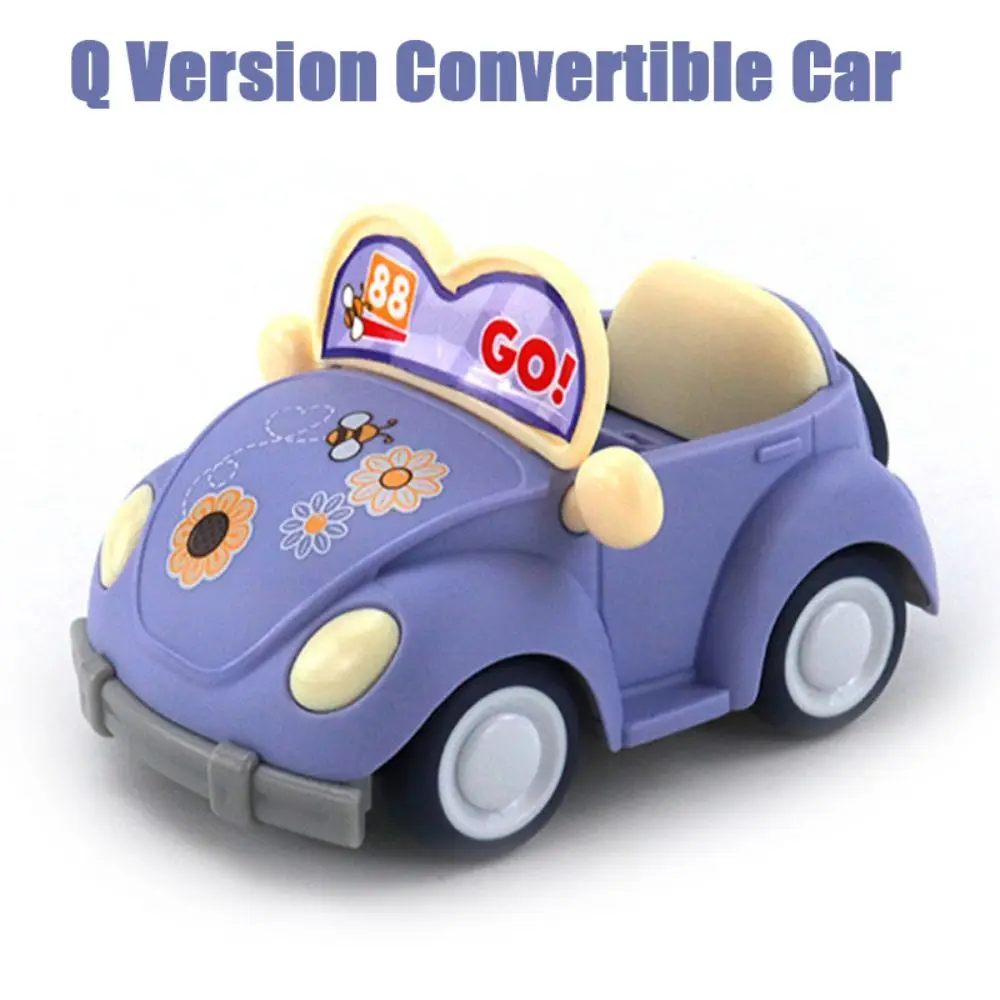 Cartoon Mini Q Pull Back Power Convertible Purple Car 6 Style Miniature Furniture Dollhouse Toy Model Set Kids Birthday Gifts 2