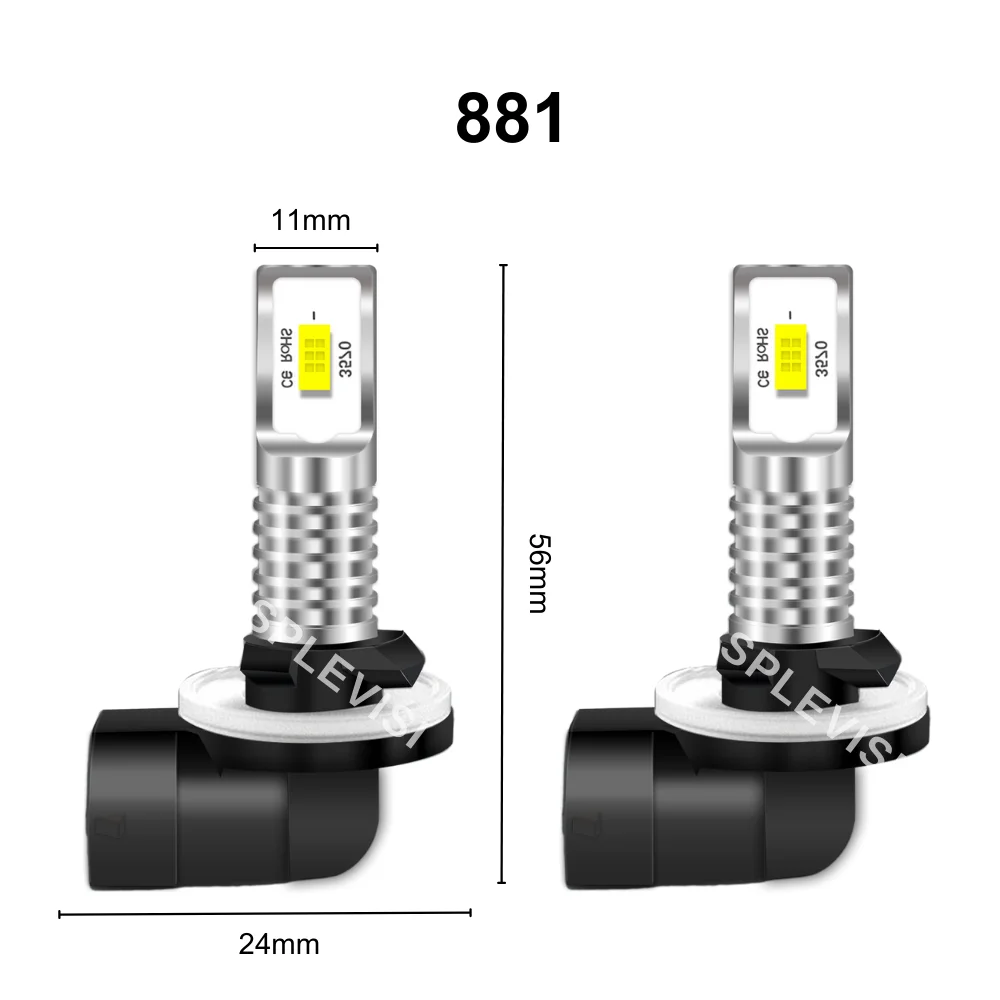 Brighter White 2PCS 881 LED Headlight Bulbs 70W 8000LM 12x CSP Chips Compatible For Arctic Cat F7 Firecat 700 2004 2005 2006