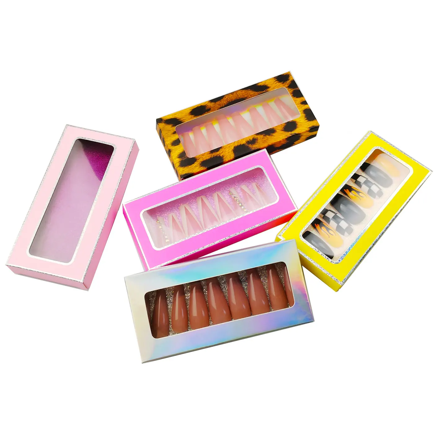 Nail Boxes For Packaging Empty Paper Wholesale In Bulk Custom Private Logo New Design 10/50 Pieces Press On Nails Packaging Box 4