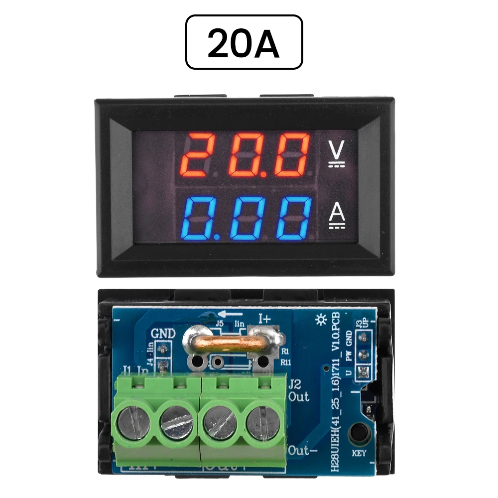 20A 50A Digitaler Spannungsamperemeter-Tester 0,28 Zoll 3-stelliges blaues + rotes Dual-LED-Display Dual-Voltmeter Eingebauter Shunt DC 7-100V – Detail 13