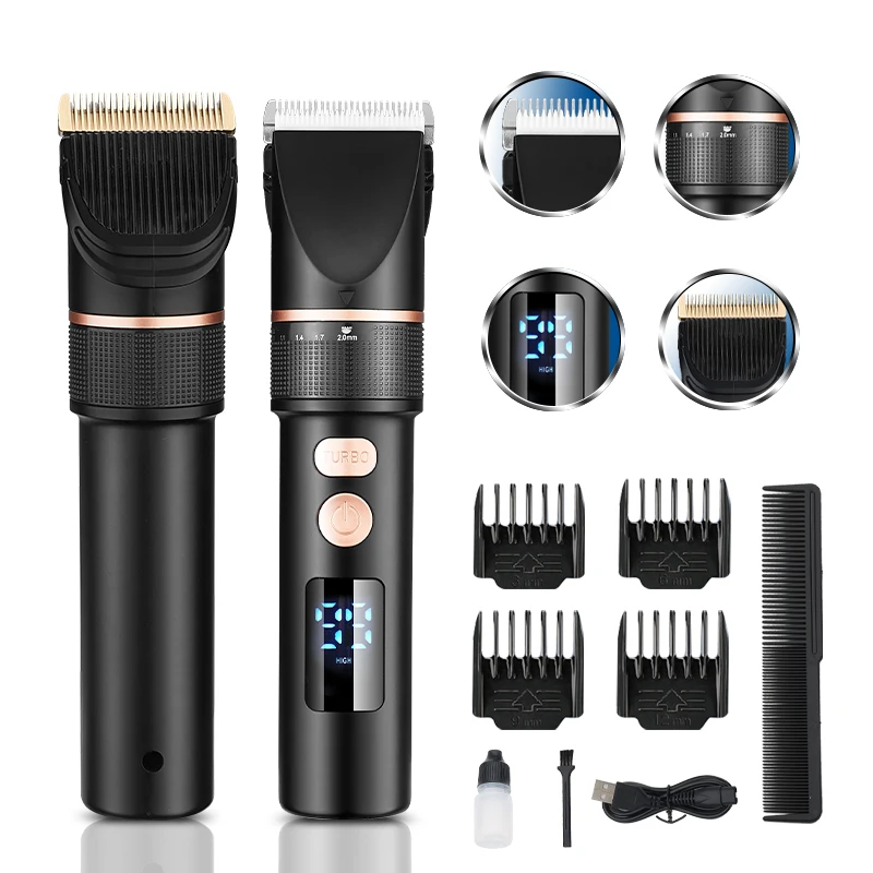 RESUXI ZX688-2 LCD Display Hair Clipper Electric Hair Trimmer for Men Barber Titanium Ceramic Blade Salon Hair Cutting Machine