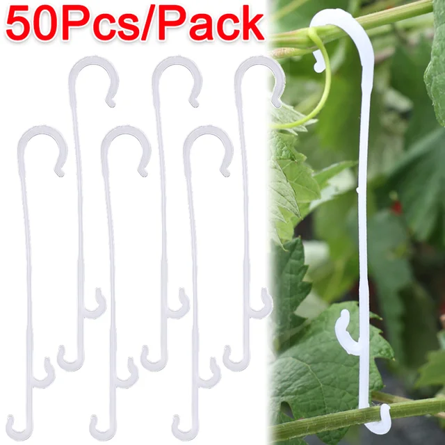 50/10 Darabos Növényi Paradicsomos Tartó Fülhorog Klip Rácsos Kerti Zöldségfolt Gyümölcs J Alakú Horgok Kertészkedés Műanyag